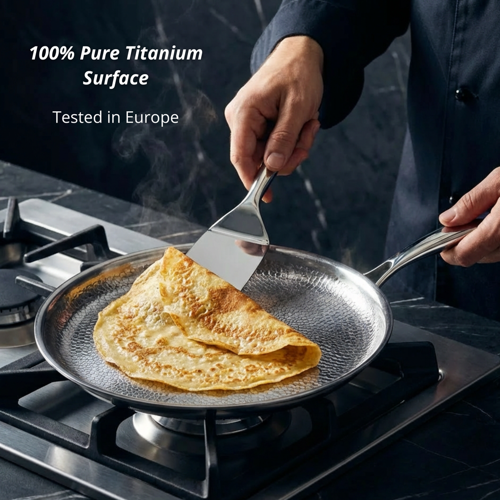 Pure Titanium Deep Frying Pan Uncoated Cookware For Everyday Use