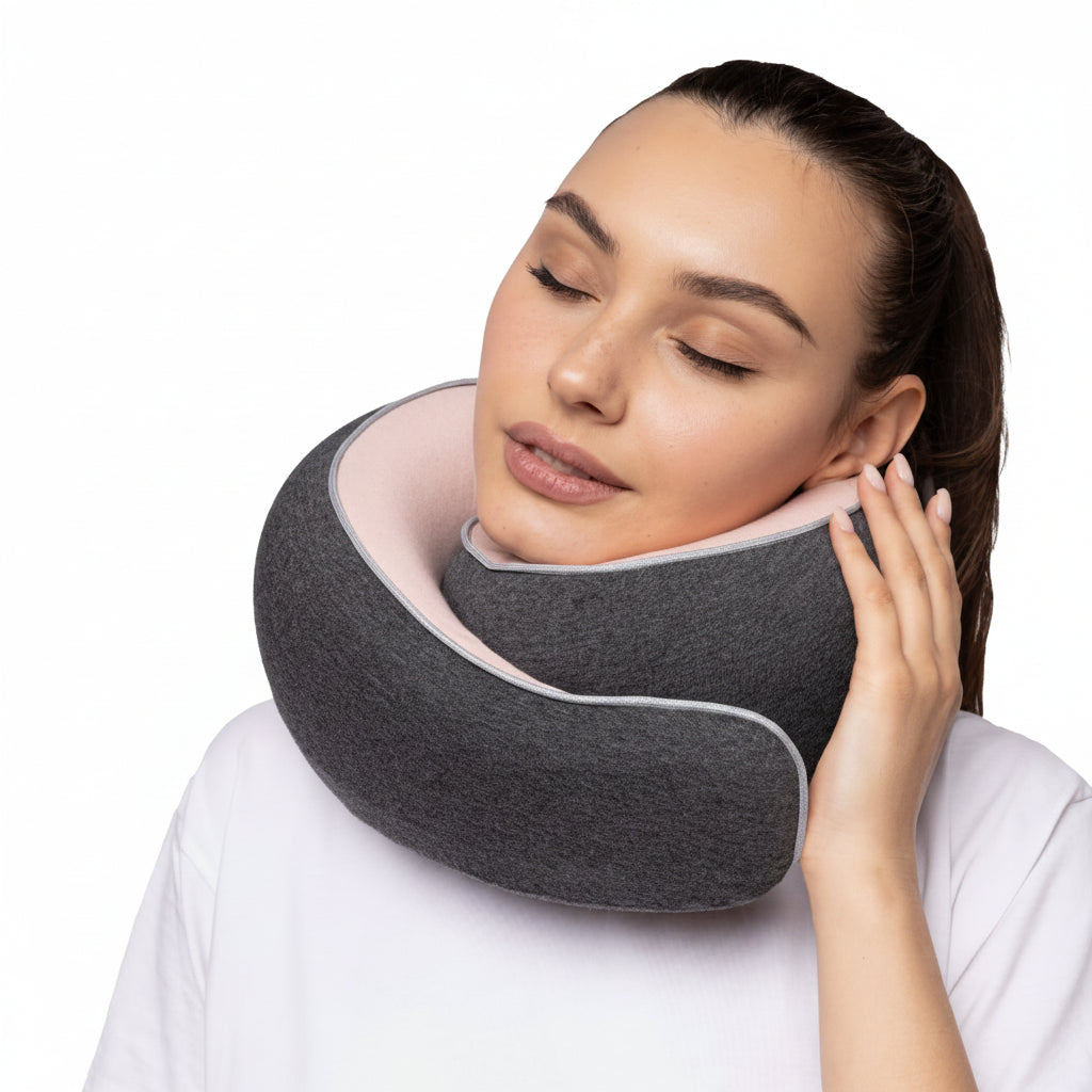 Memory Foam Travel Neck Pillow for Long Flights, Road Trips and Everyday Commutes