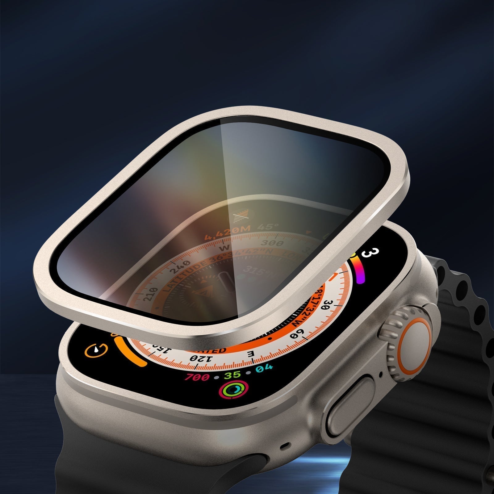 Apple Watch UltraおよびUltra 2用TitanaShieldチタンプライバシースクリーンプロテクター