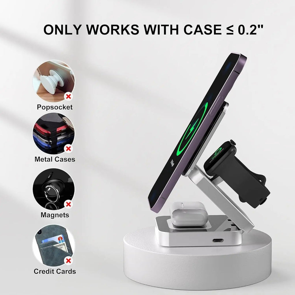 شاحن لاسلكي مغناطيسي صغير قابل للطي لأجهزة iPhone وAirPods