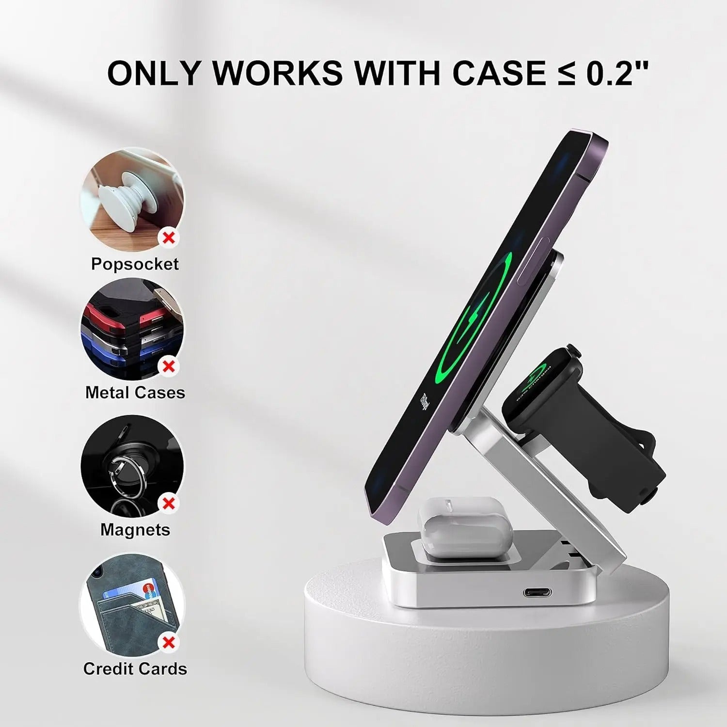 شاحن لاسلكي مغناطيسي صغير قابل للطي لأجهزة iPhone وAirPods