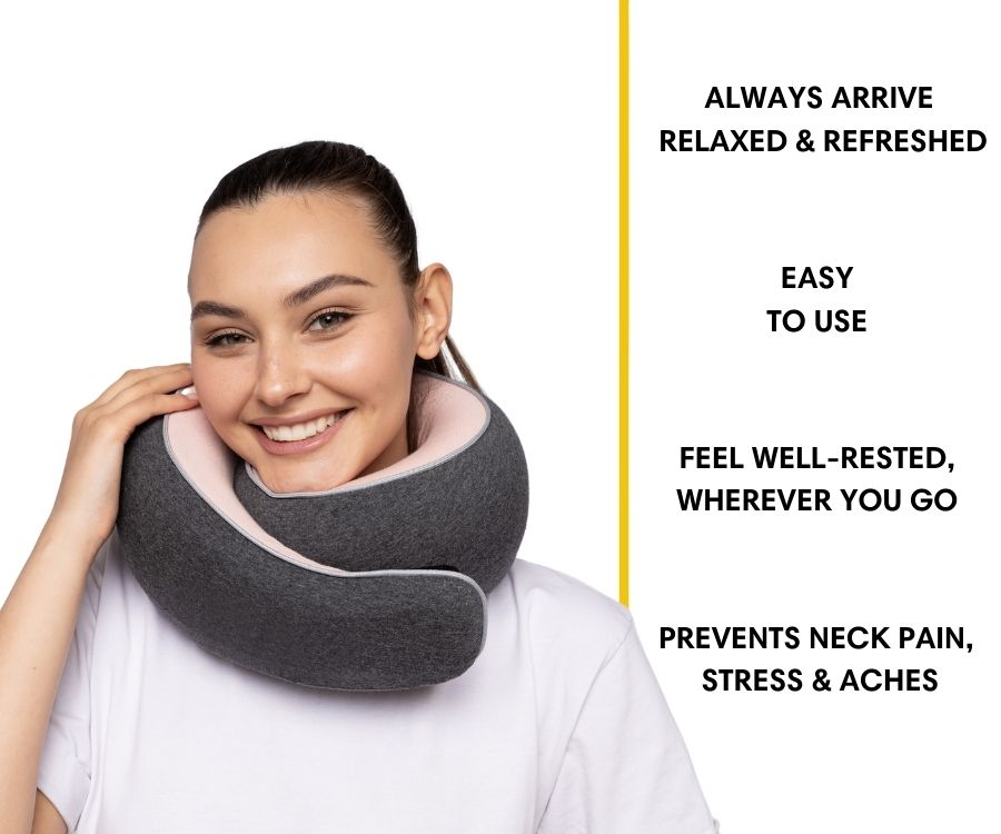Memory Foam Travel Neck Pillow for Long Flights, Road Trips and Everyday Commutes