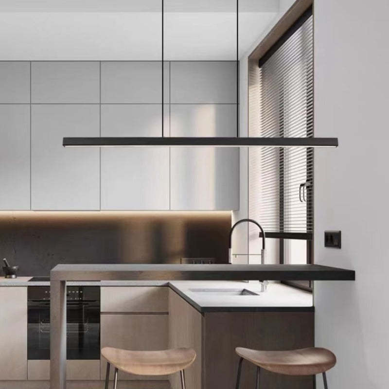 Lampada a sospensione lineare in metallo Nexis con LED in nero e marrone