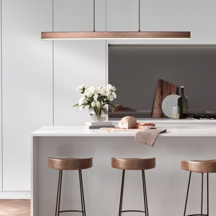 Candelier LED Linear Aureon Untuk Ruang Makan Dan Pejabat Dalam Warna Hitam Atau Coklat