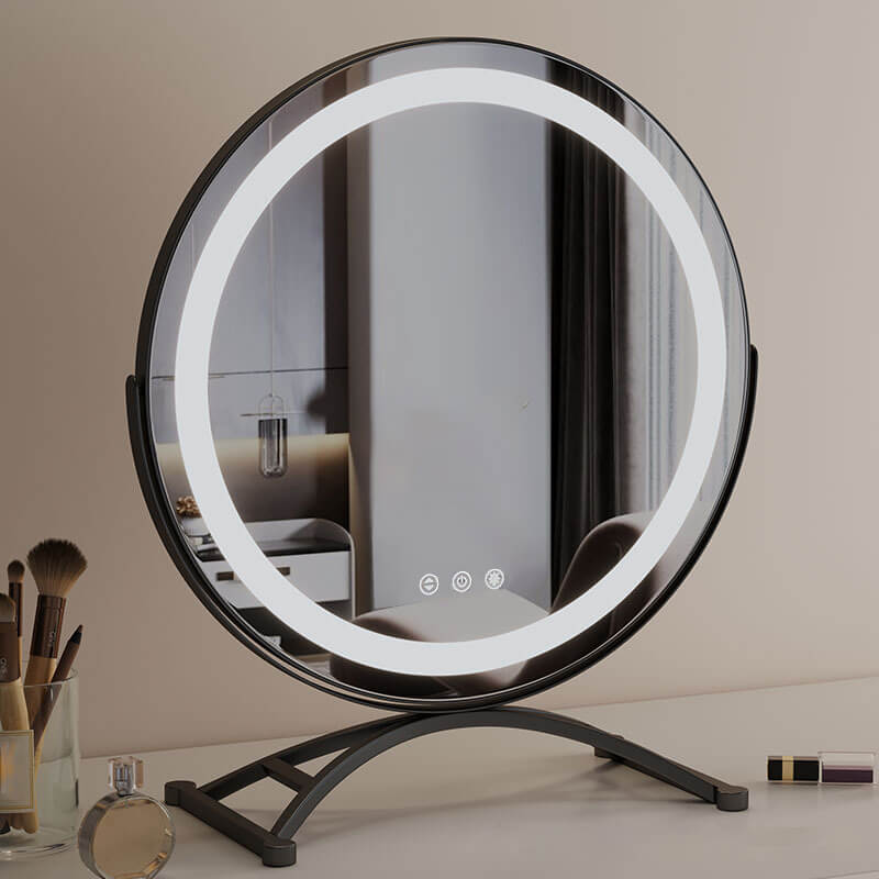 Vanity Mirror With Dimmable LED Light And 360 Degree Rotation, Touch Control