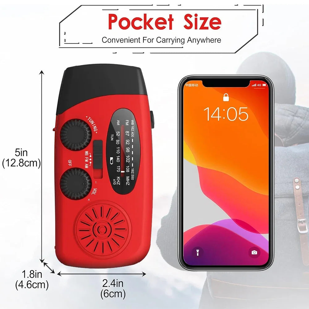 NovaPulse sveiveradio med solcellebank og lommelykt