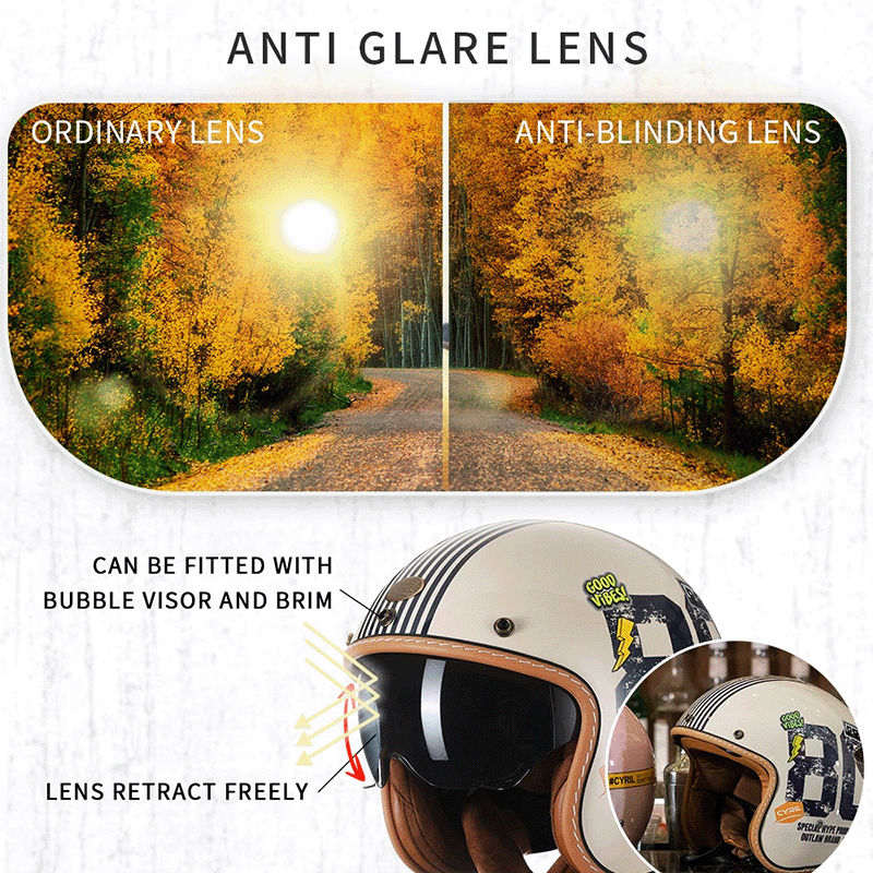 JetLite Retro Open Face Helmet KA2 Featherlight For Riders