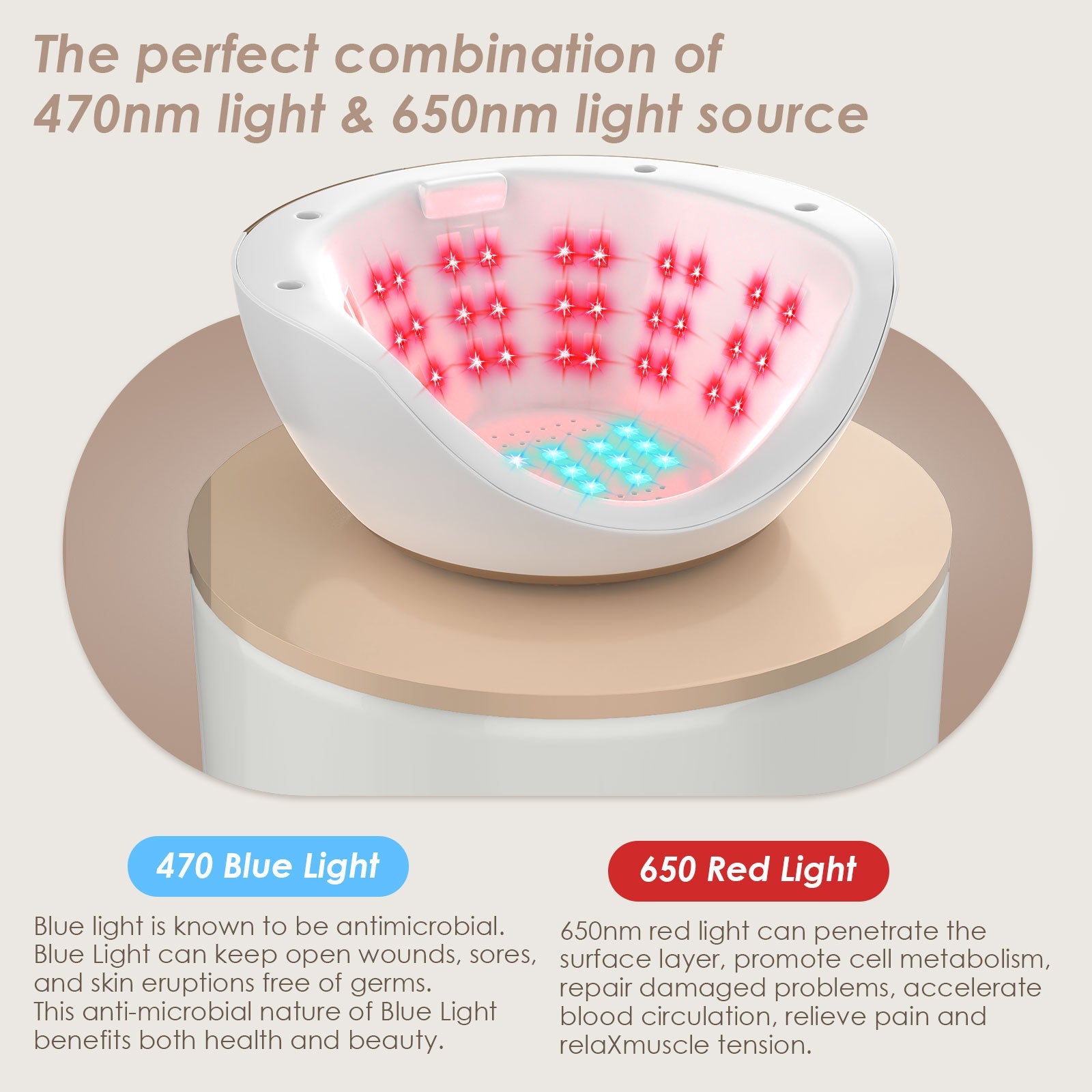 Blue And Red LED Nail Care Light For Fingers And Toes