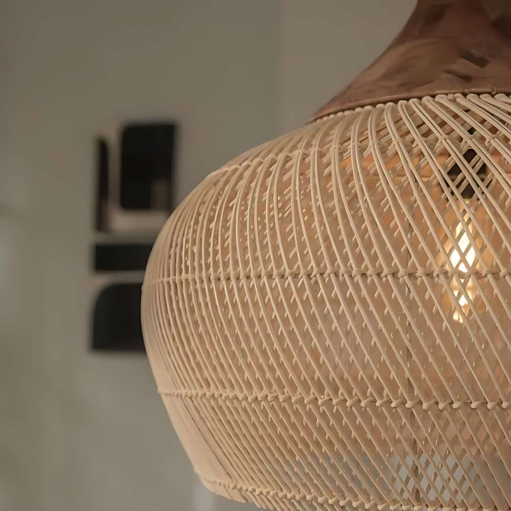 Lampu Siling Rotan Kevara Lampu Gantung Boho Tenunan Tangan Dengan Pelindung Semula Jadi