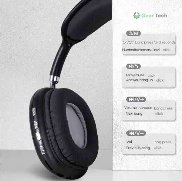 Fon Kepala Bluetooth Solara Pro, Pembatalan Bunyi, 40 Jam