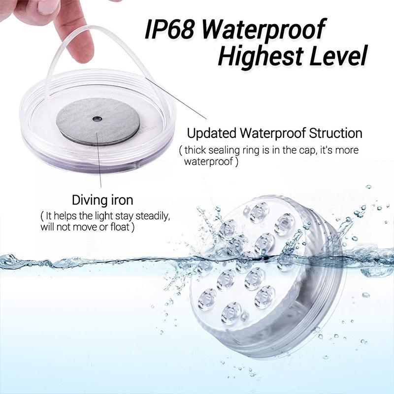 Lumină LED controlată de la distanță pentru piscine, cu ventuză magnetică impermeabilă pentru utilizare în aer liber