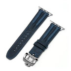 Marvelle | Lyxigt räfflat läderarmband med fjärilsspänne för Apple Watch | Petprovac