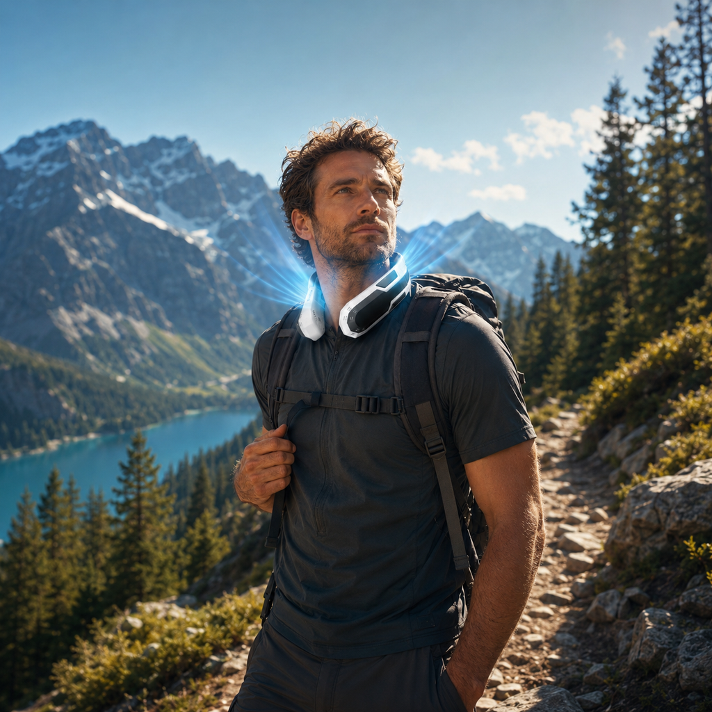 Ventilatore da collo ricaricabile AeroRide senza pale per sport all'aperto