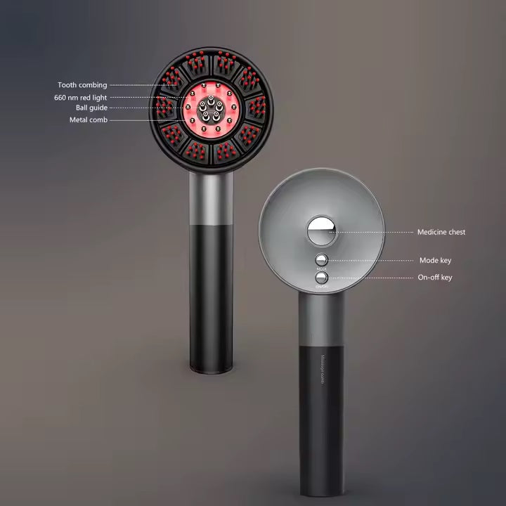 Massageador de Couro Cabeludo com LED Infravermelho para Crescimento Capilar com Óleo para Mulheres