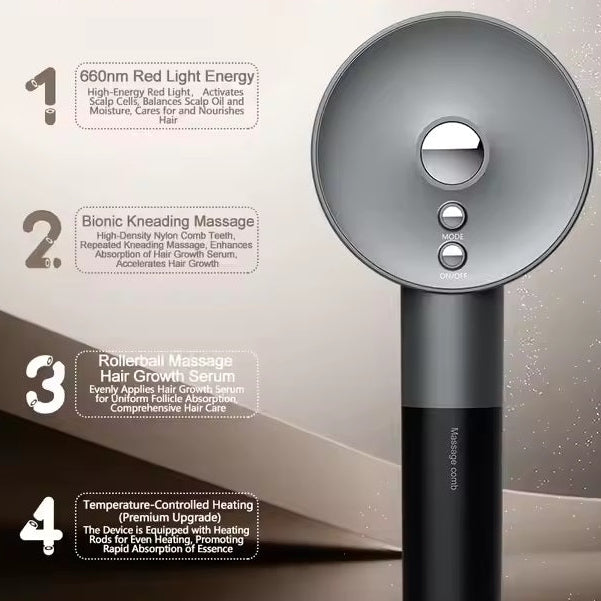 Massageador de Couro Cabeludo com LED Infravermelho para Crescimento Capilar com Óleo para Mulheres