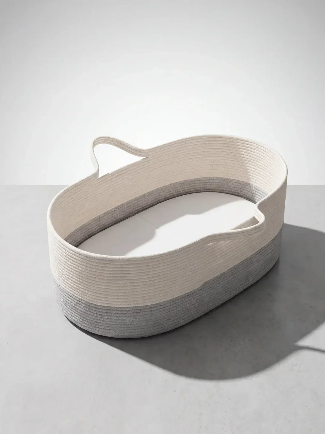 Two-Tone Cotton Rope Changing Basket With Integrated Handles
