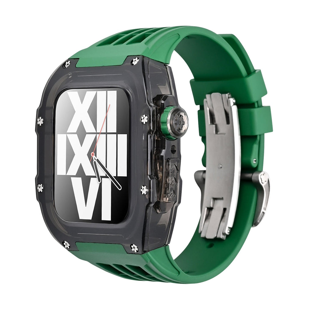 Velora V30 Glacier | Sada pro úpravu s fluoro pryžovým páskem a černým pouzdrem pro Apple Watch | Petprovac