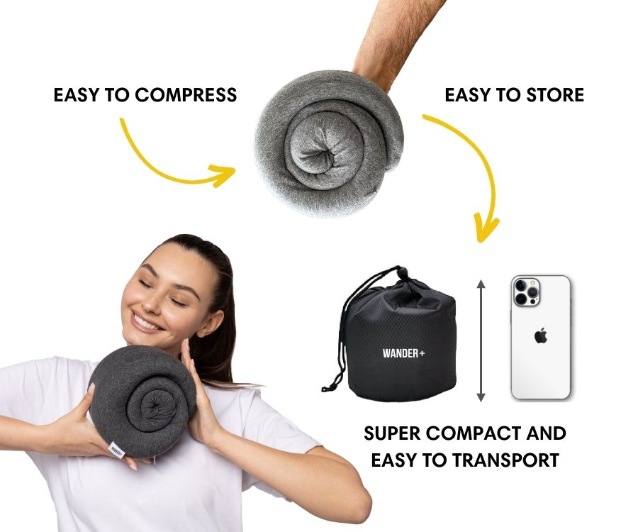 Memory Foam Travel Neck Pillow for Long Flights, Road Trips and Everyday Commutes