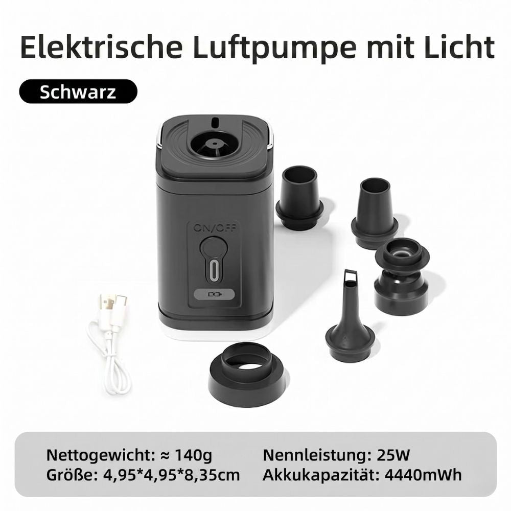 Kompakt USB-uppladdningsbar luftpump med 2-i-1 funktion för uppblåsning och tömning
