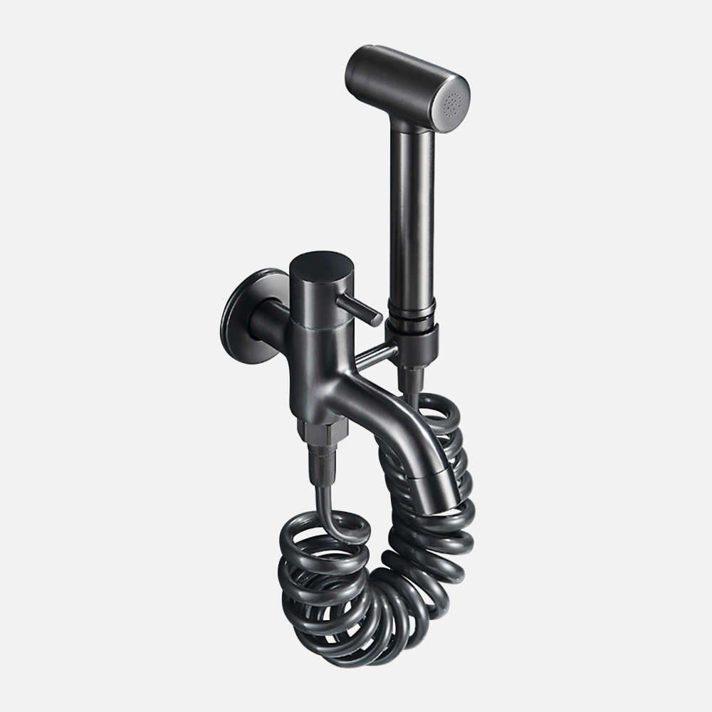 Szürke falra szerelhető bidé készlet kézi spriccelővel | Petprovac