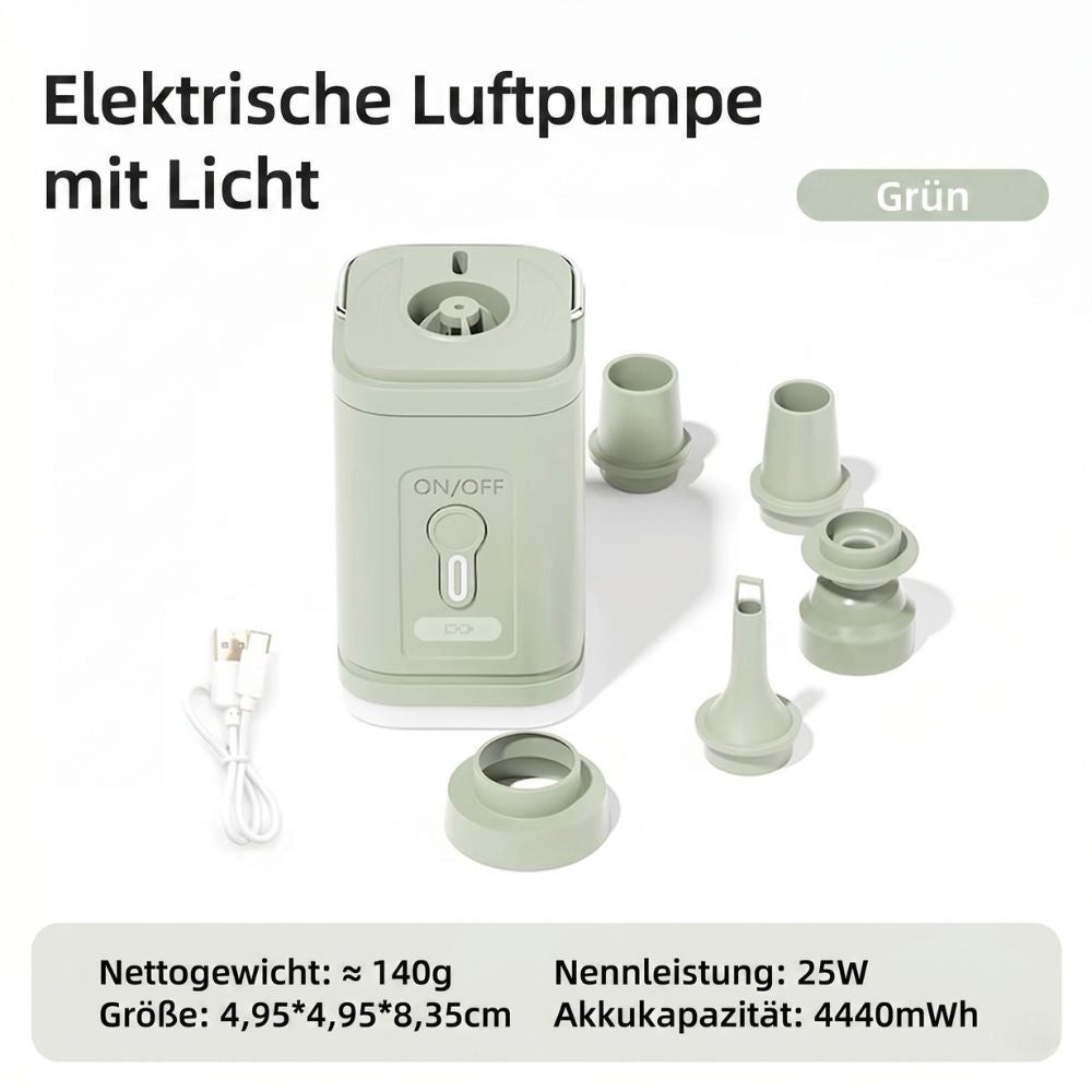 Kompakt USB-uppladdningsbar luftpump med 2-i-1 funktion för uppblåsning och tömning