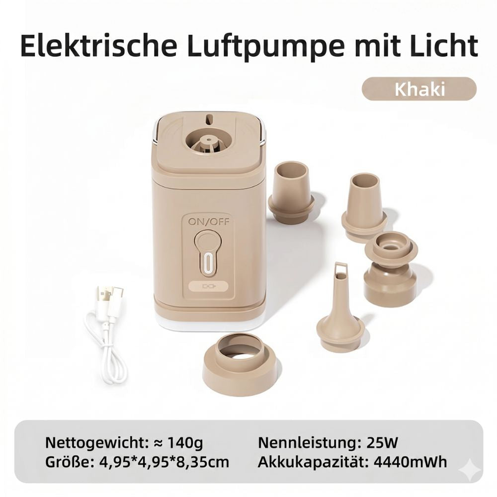 Kompakt USB-uppladdningsbar luftpump med 2-i-1 funktion för uppblåsning och tömning