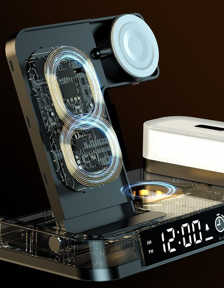 NovaCharge 5-i-1 Dock Trådløs Opladning Ur Lampe Hub