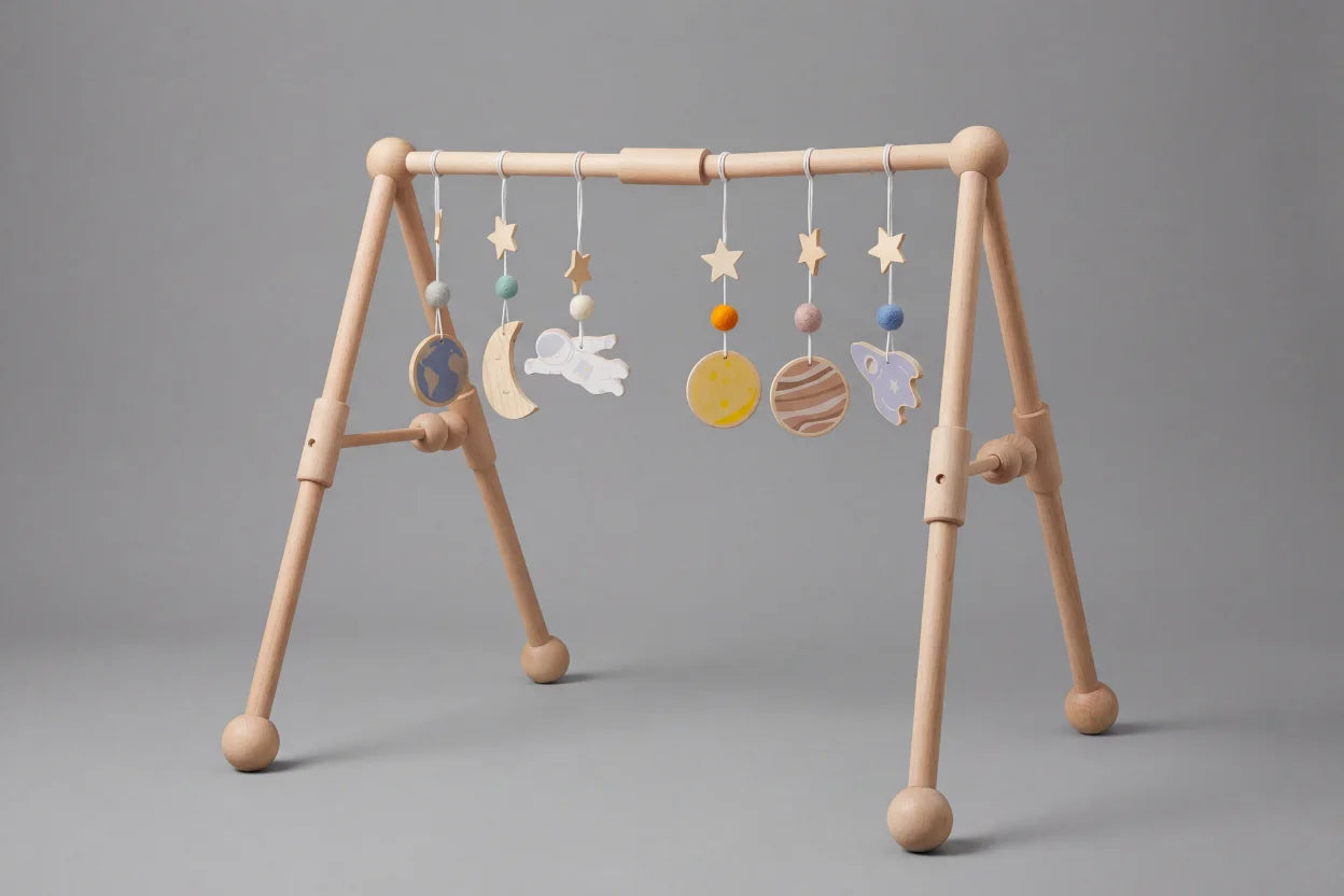 Arco gioco in legno con giochi sensoriali per neonati e bambini piccoli | petprovac