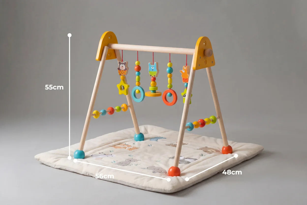 Colorful Wooden Play Arch – Bright Sensory Toy Gym for Babies