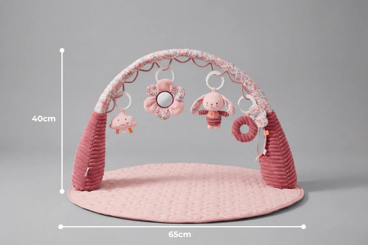 Floral Bunny 2-in-1 Sensory Arch and Play Mat – Pink Baby Gym