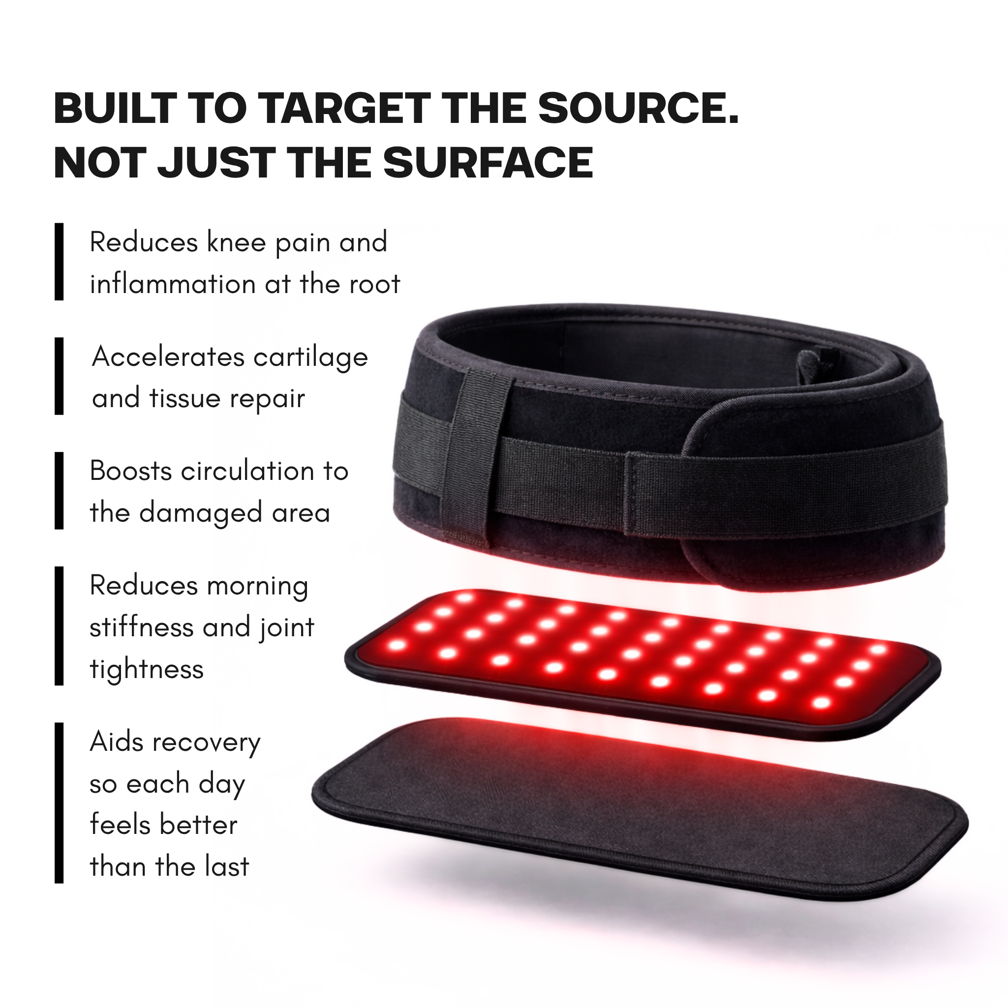 KneeRevive Pro Almofada de Terapia de Luz Vermelha – Envoltório de Suporte para Joelhos 660nm e 850nm