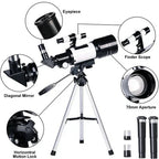 Professional Astronomical Telescope 70mm Aperture, 300mm Focal Length With Easy Setup For Stargazing And Nature