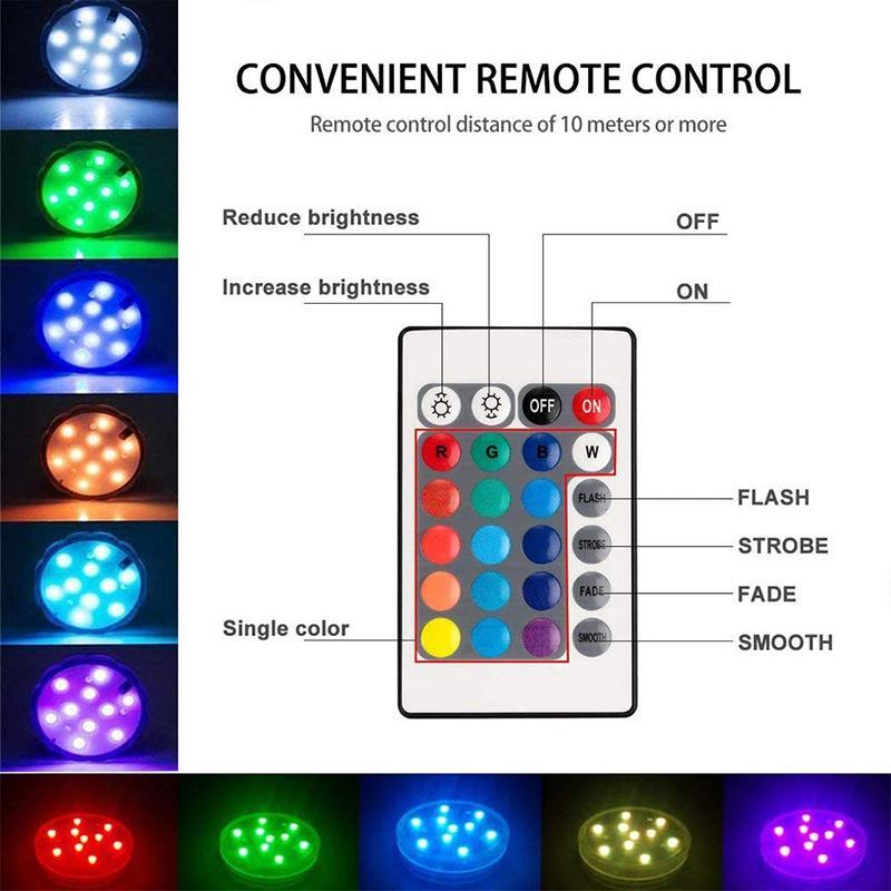Lumină LED controlată de la distanță pentru piscine, cu ventuză magnetică impermeabilă pentru utilizare în aer liber