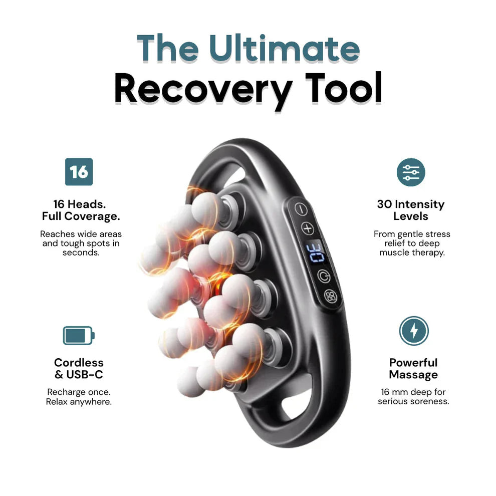 16-Head Smart Massage Device With Deep Tissue Heat Therapy