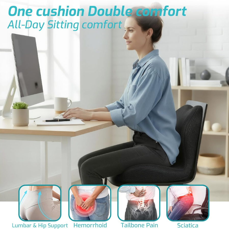 Cocoon Posture Cushion Ergonomic L Shaped Support For Car And Office