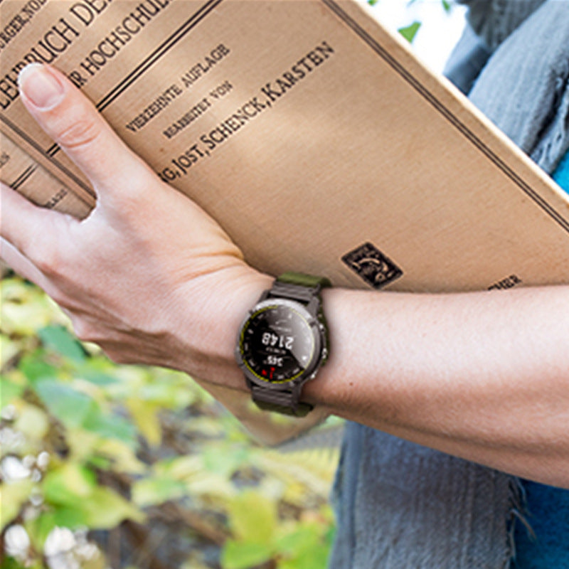 Rivaro タクティカルアウトドアナイロンウォッチストラップ Garmin Fenix 6X、6 Pro、8、7、7X、5、5X Plus 用