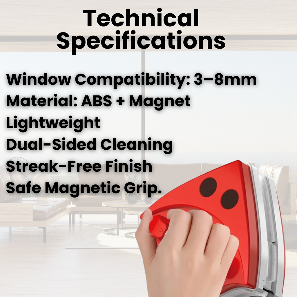 ClearMag Two-Sided Magnetic Window Cleaning Set For 3-8mm Glass