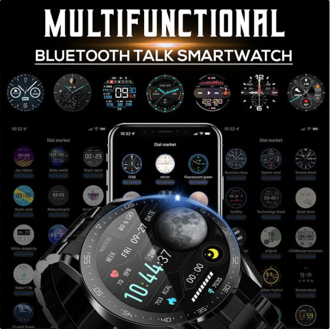 Férfi vízálló Bluetooth okosóra pulzusmérővel