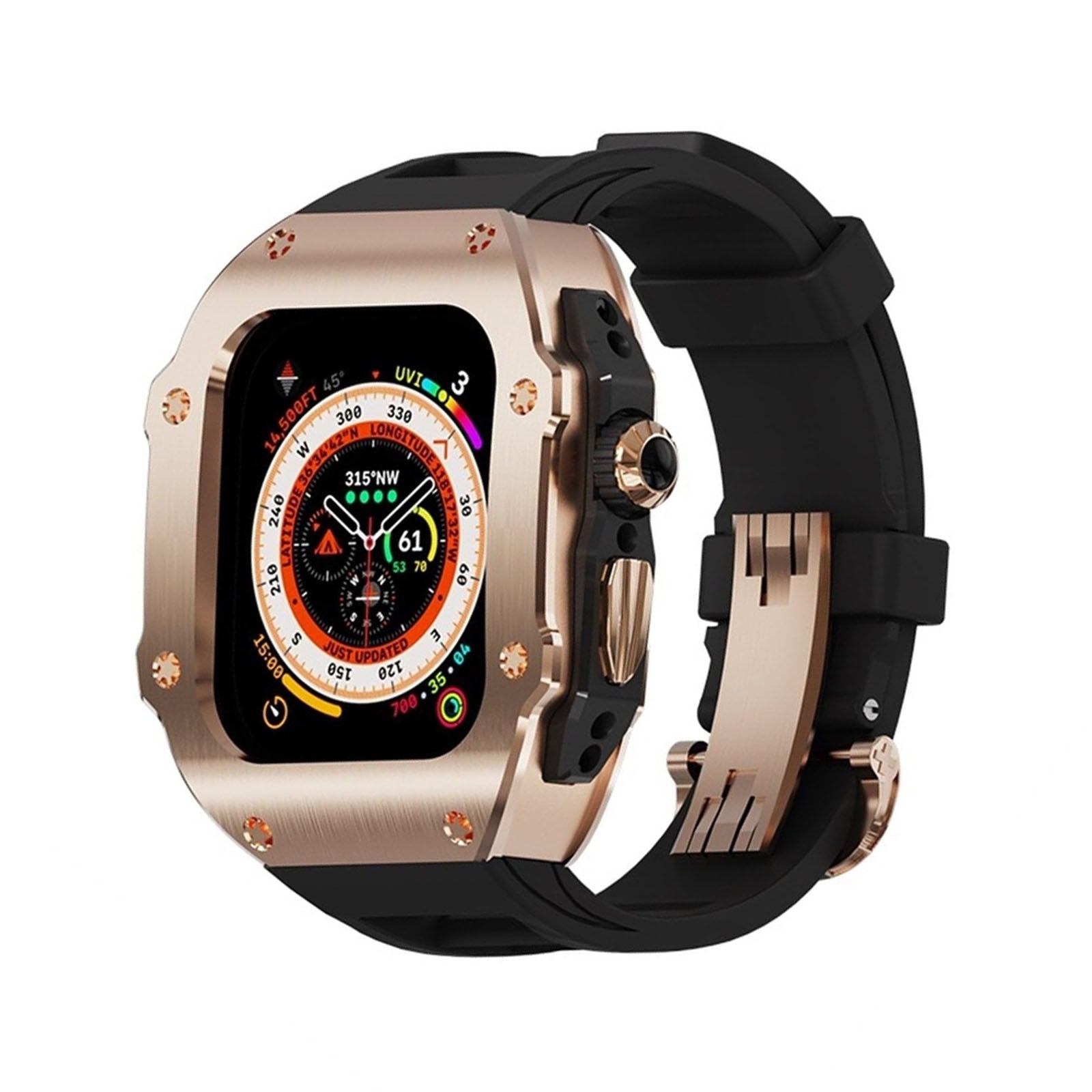 Kirell Arc Series Stainless Steel Case With Fluoro Rubber Band For Apple Watch Ultra