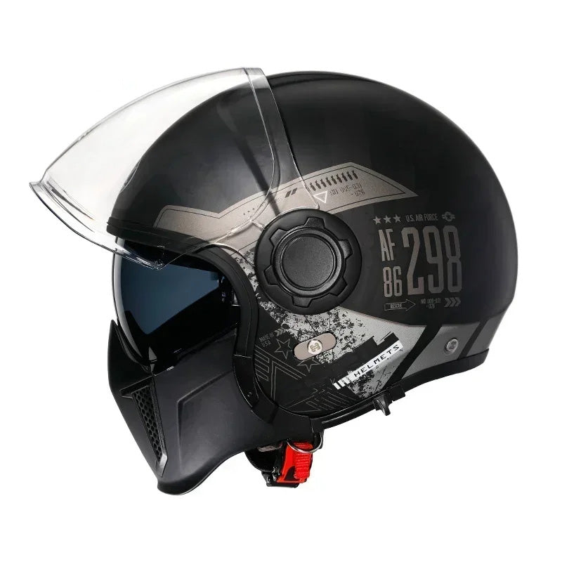 Vintage Twin Lens Modular Helmet DOT ECE Certified For Riders Breathable