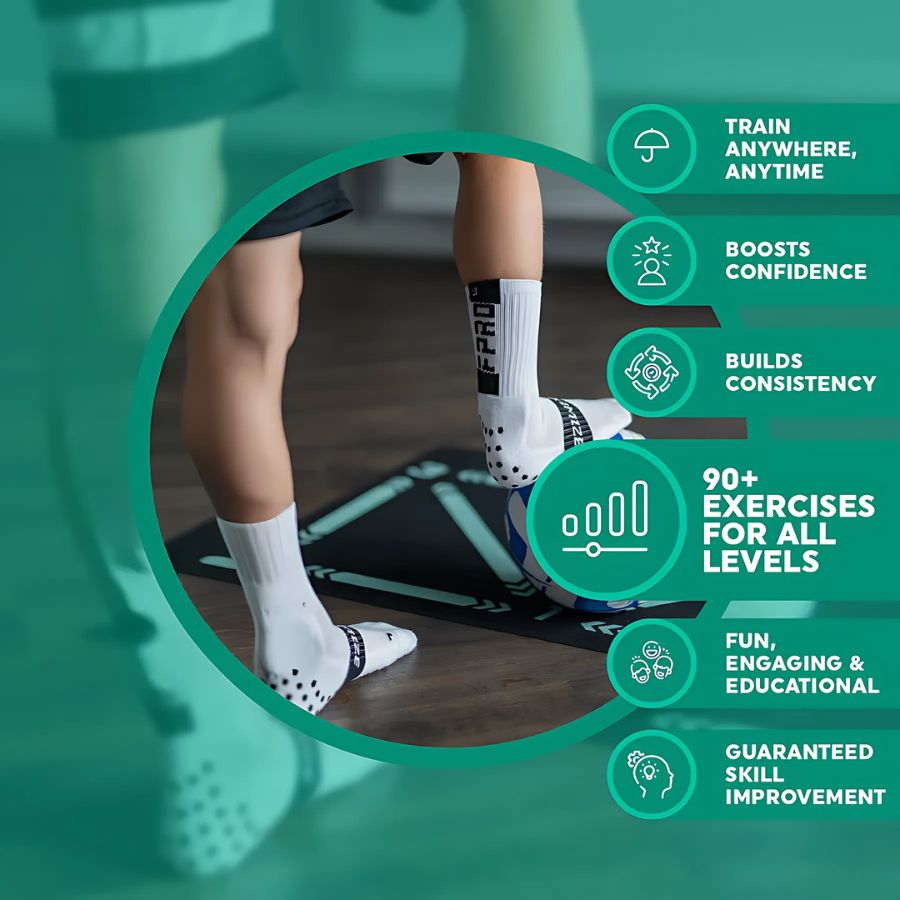 حزمة حصيرة تدريب كرة القدم سايدلاين إيدج مع تمارين فيديو للتدريب المنزلي