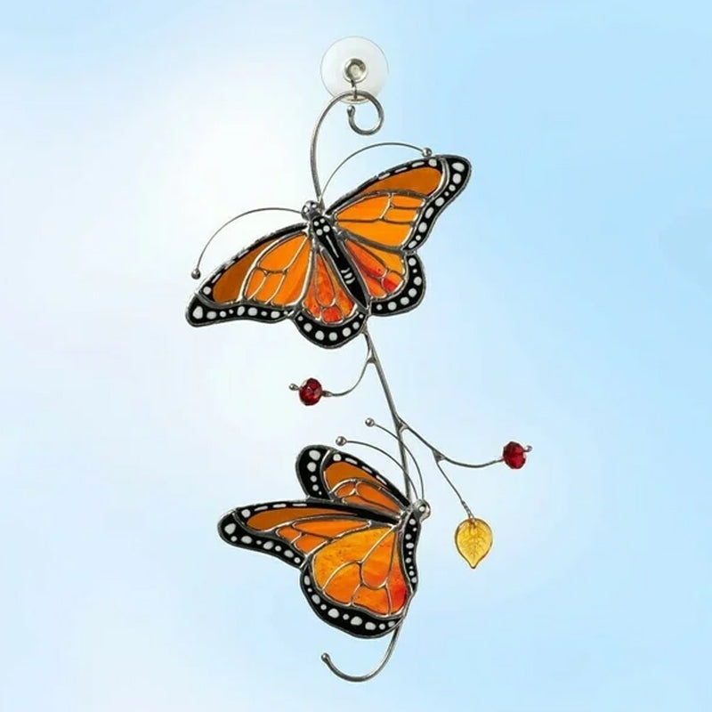 Stained Monarch Butterfly Window Decor