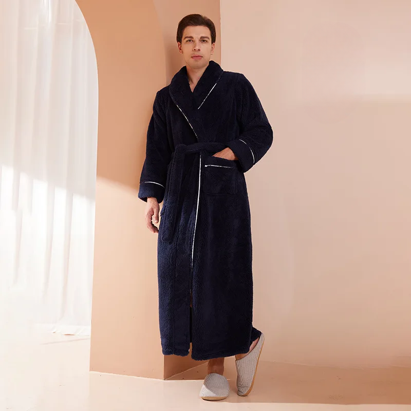 LumaWool Herrebadekåbe i tyk flannel til daglig varme