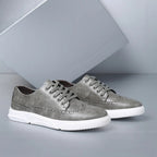 Leather Brogue Sneakers with Rubber Sole