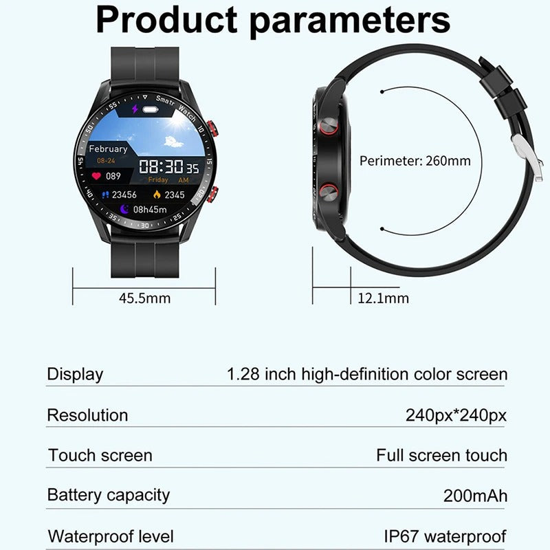 Férfi vízálló Bluetooth okosóra pulzusmérővel