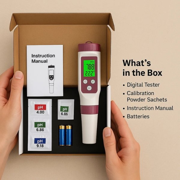 Tester digital AquaSense 7-în-1 pentru piscină, pentru pH și clor