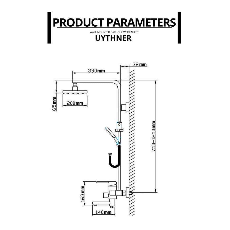 Nyra デュアルミキサーレインシャワーシステム ハンドヘルドスプレー付き 簡単取り付け