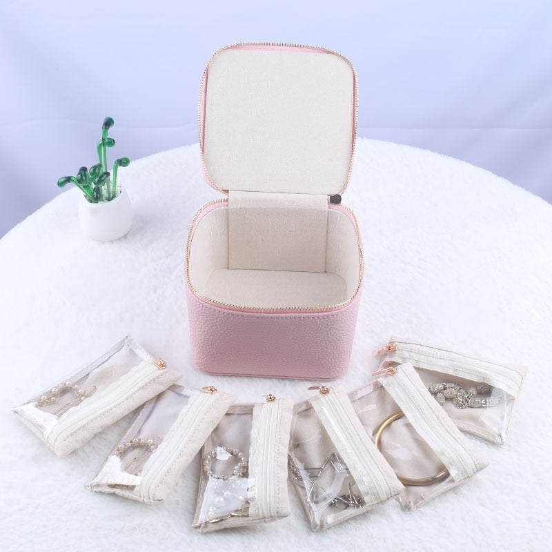 Jewelry box with 12 zipper compartments