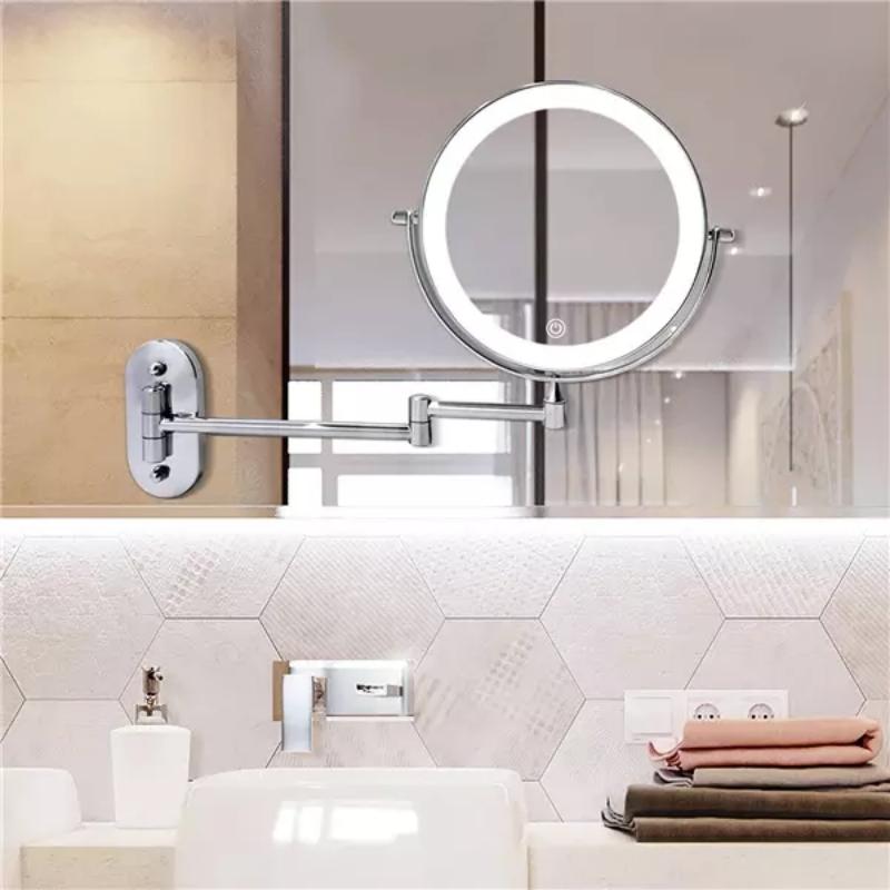 Specchio Ingranditore Ricaricabile LED Argento Cromato di Lunicca