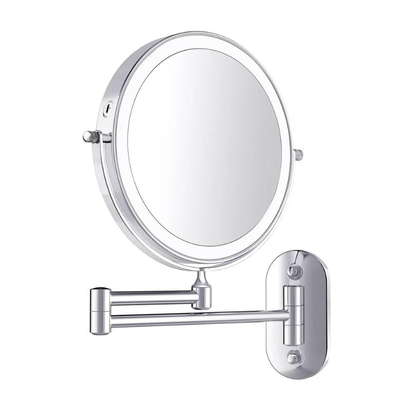 Specchio Ingranditore Ricaricabile LED Argento Cromato di Lunicca
